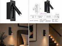4 x led wandlamp 3w – 4200k neutraal wit - zwart – ip20 – belek - afbeelding 5 van  5