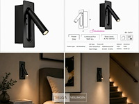 4 x led wandlamp 3w – 4200k neutraal wit - zwart – ip20 – belek - afbeelding 6 van  6