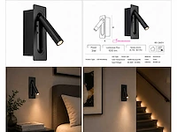 4 x led wandlamp 3w – 4200k neutraal wit - zwart – ip20 – belek - afbeelding 7 van  15