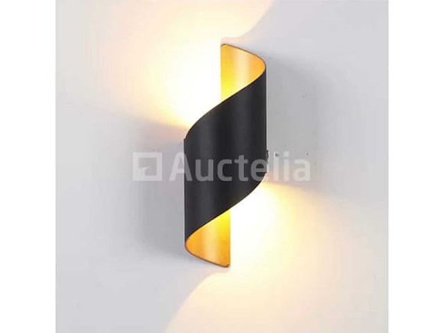 4 x led wandlamp – 6w – 3500k neutraal wit – ip54 – zwart/goud – sw-34 - afbeelding 2 van  5