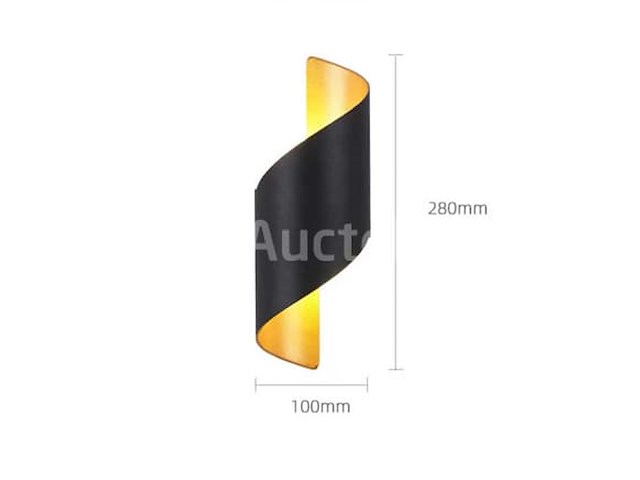4 x led wandlamp – 6w – 3500k neutraal wit – ip54 – zwart/goud – sw-34 - afbeelding 4 van  5