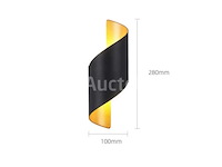 4 x led wandlamp – 6w – 3500k neutraal wit – ip54 – zwart/goud – sw-34 - afbeelding 4 van  5