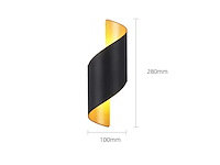 4 x led wandlamp – 6w – 3500k neutraal wit – ip54 – zwart/goud – sw-34 - afbeelding 2 van  15