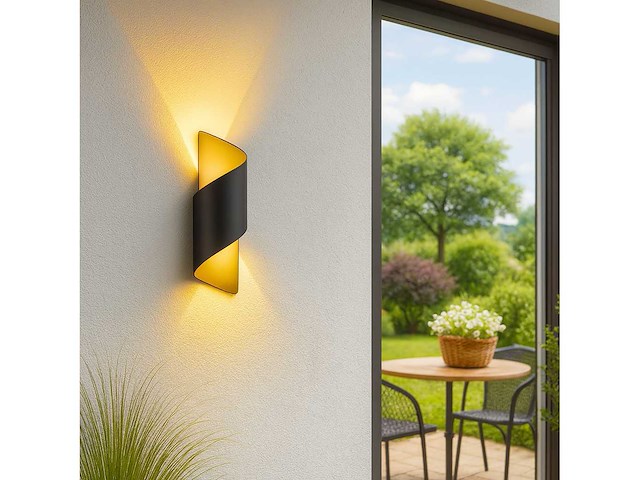 4 x led wandlamp – 6w – 3500k neutraal wit – ip54 – zwart/goud – sw-34 - afbeelding 13 van  15