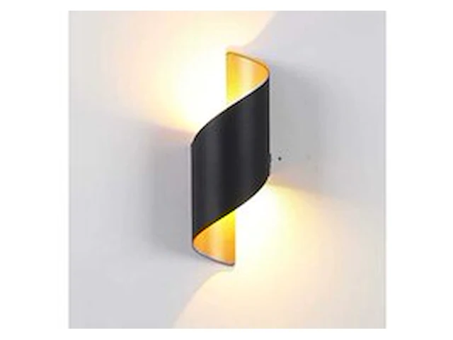 4 x led wandlamp – 6w – 3500k neutraal wit – ip54 – zwart/goud – sw-34 - afbeelding 1 van  6