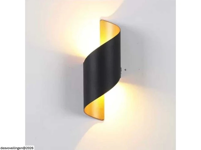 4 x led wandlamp – 6w – 3500k neutraal wit – ip54 – zwart/goud – sw-34 - afbeelding 2 van  6