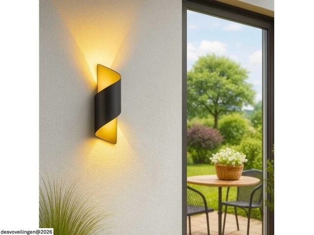 4 x led wandlamp – 6w – 3500k neutraal wit – ip54 – zwart/goud – sw-34 - afbeelding 3 van  6