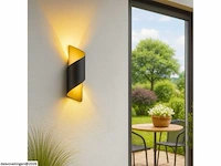 4 x led wandlamp – 6w – 3500k neutraal wit – ip54 – zwart/goud – sw-34 - afbeelding 3 van  6