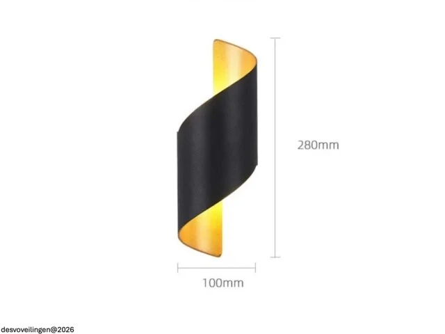 4 x led wandlamp – 6w – 3500k neutraal wit – ip54 – zwart/goud – sw-34 - afbeelding 6 van  6
