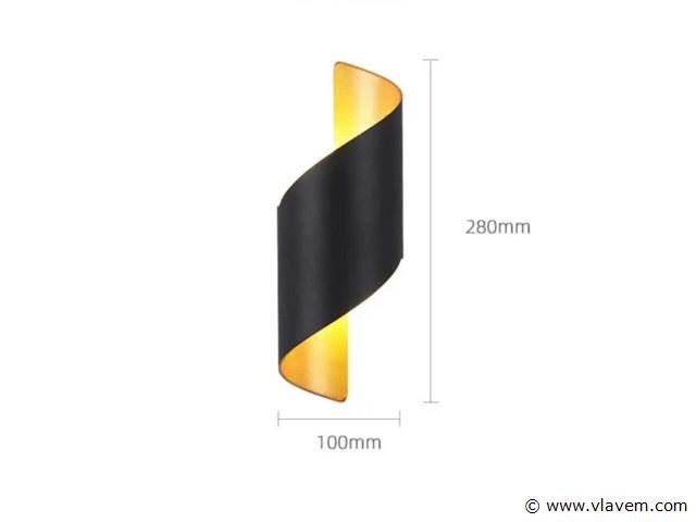 4 x led wandlamp – 6w – 3500k neutraal wit – ip54 – zwart/goud – sw-34 - afbeelding 5 van  5