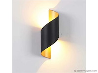 4 x led wandlamp – 6w – 3500k neutraal wit – ip54 – zwart/goud – sw-34 - afbeelding 1 van  5