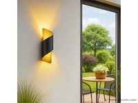 4 x led wandlamp – 6w – 3500k neutraal wit – ip54 – zwart/goud – sw-34 - afbeelding 2 van  5