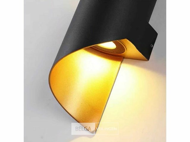 4 x led wandlamp – 6w – 3500k neutraal wit – ip54 – zwart/goud – sw-34 - afbeelding 4 van  6