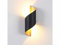 4 x led wandlamp – 6w – 3500k neutraal wit – ip54 – zwart/goud – sw-34 - afbeelding 1 van  15