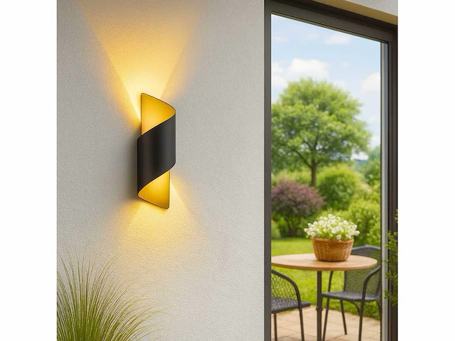 4 x led wandlamp – 6w – 3500k neutraal wit – ip54 – zwart/goud – sw-34 - afbeelding 8 van  15