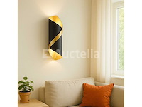 4 x led wandlamp – 6w – 3500k neutraal wit – ip54 – zwart/goud – sw-35 - afbeelding 1 van  4