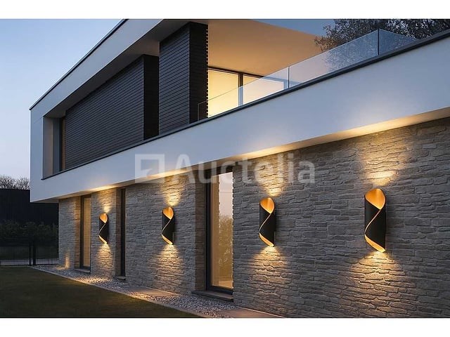 4 x led wandlamp – 6w – 3500k neutraal wit – ip54 – zwart/goud – sw-35 - afbeelding 4 van  4