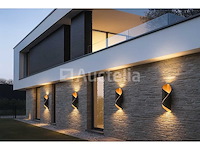 4 x led wandlamp – 6w – 3500k neutraal wit – ip54 – zwart/goud – sw-35 - afbeelding 4 van  4