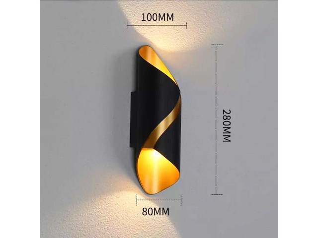 4 x led wandlamp – 6w – 3500k neutraal wit – ip54 – zwart/goud – sw-35 - afbeelding 7 van  12