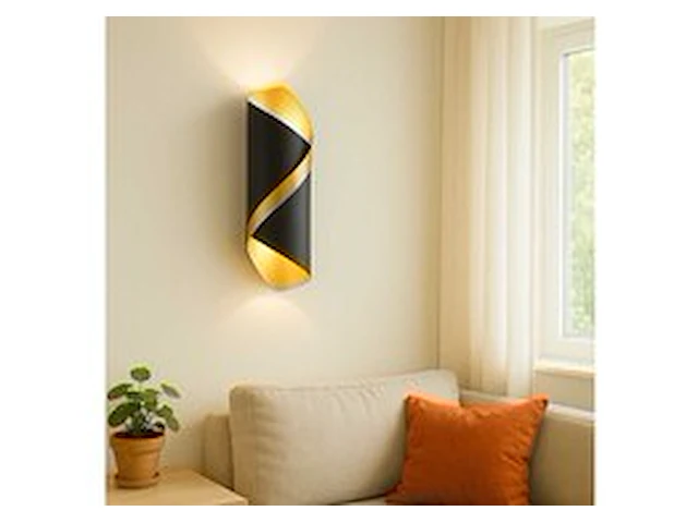4 x led wandlamp – 6w – 3500k neutraal wit – ip54 – zwart/goud – sw-35 - afbeelding 1 van  5