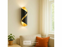 4 x led wandlamp – 6w – 3500k neutraal wit – ip54 – zwart/goud – sw-35 - afbeelding 2 van  5