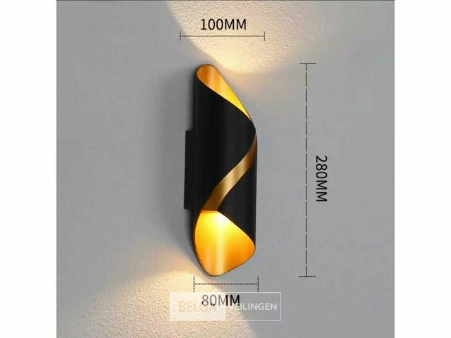 4 x led wandlamp – 6w – 3500k neutraal wit – ip54 – zwart/goud – sw-35 - afbeelding 5 van  5