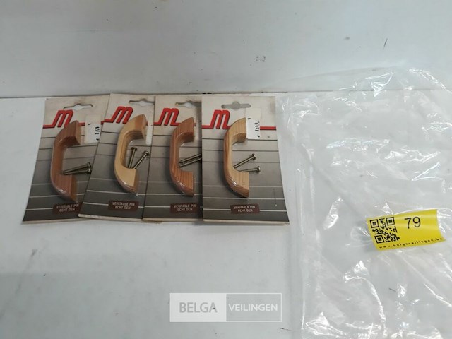 4 x meubelgreep hout beuk 64 mm - afbeelding 1 van  3