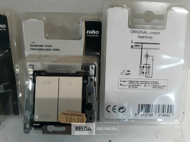 4 x niko inbouw schakelaar voor rolluik cream - afbeelding 3 van  3