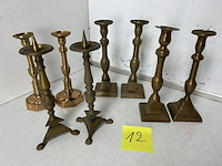 4 x paar antieke koperen kandelaars (8 items) - afbeelding 1 van  3