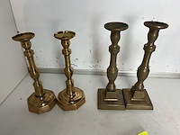 4 x paar antieke koperen kandelaars (8 items) - afbeelding 2 van  3