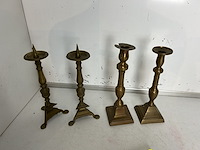 4 x paar antieke koperen kandelaars (8 items) - afbeelding 3 van  3