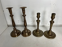 4 x paar antieke koperen kandelaars (8 items) - afbeelding 2 van  3