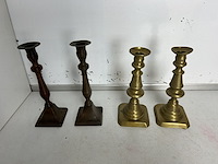4 x paar antieke koperen kandelaars (8 items) - afbeelding 3 van  3