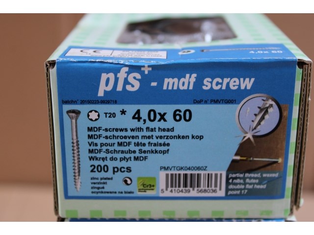 4 x pgbfast mdf-schroef pfs+ vk 60° ø4x60 zn/200 - afbeelding 2 van  3