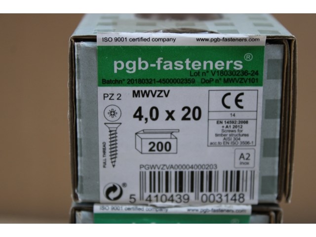 4 x pgbfast spaanderplaatschroef a2 vzk-z ø4,00x20/200 - afbeelding 2 van  3