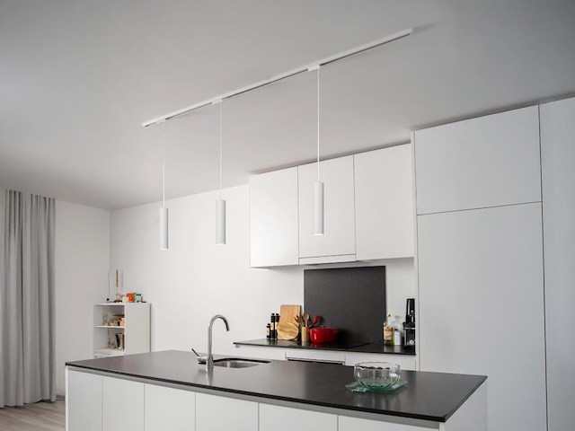4 x railspot gu10 decoratief hanglamp cilinder 24cm zand wit - afbeelding 2 van  6