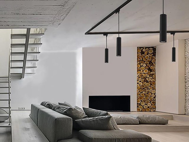 4 x railspot gu10 decoratief hanglamp cilinder 24cm zand zwart - afbeelding 6 van  8