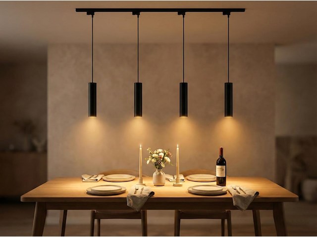 4 x railspot gu10 decoratief hanglamp cilinder 24cm zand zwart - afbeelding 2 van  8