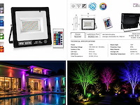 4 x rgb led floodlight 100w - zwart – ip65 – remix-100 - afbeelding 3 van  5