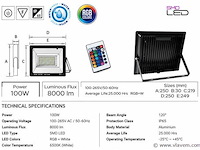 4 x rgb led floodlight 100w - zwart – ip65 – remix-100 - afbeelding 4 van  5