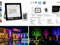 4 x rgb led floodlight 100w - zwart – ip65 – remix-100 - afbeelding 6 van  6