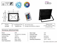 4 x rgb led floodlight 20w - zwart – ip65 – remix-20 - afbeelding 4 van  5