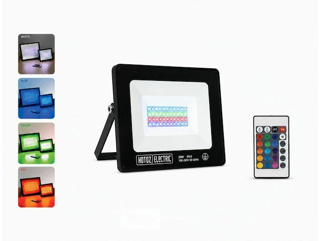 4 x rgb led floodlight 20w - zwart – ip65 – remix-20 - afbeelding 1 van  6