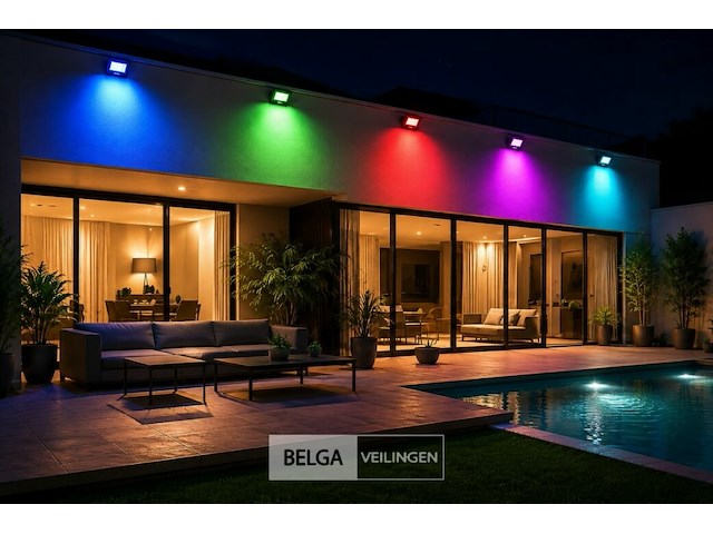 4 x rgb led floodlight 20w - zwart – ip65 – remix-20 - afbeelding 3 van  6