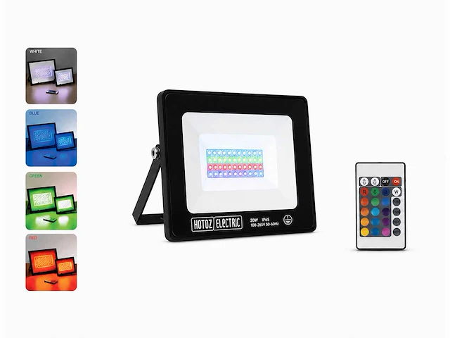 4 x rgb led floodlight 20w - zwart – ip65 – remix-20 - afbeelding 1 van  5
