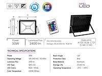 4 x rgb led floodlight 30w - zwart – ip65 – remix-30 - afbeelding 2 van  3