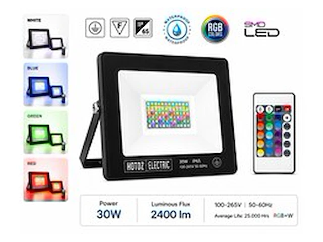 4 x rgb led floodlight 30w - zwart – ip65 – remix-30 - afbeelding 1 van  6