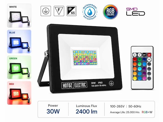 4 x rgb led floodlight 30w - zwart – ip65 – remix-30 - afbeelding 1 van  5