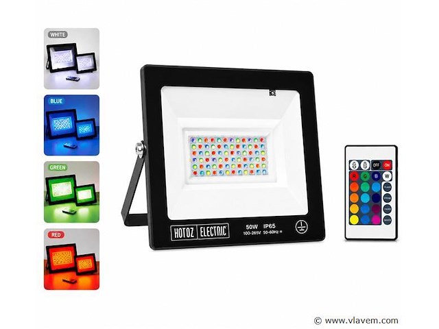 4 x rgb led floodlight 50w - zwart – ip65 – remix-50 - afbeelding 1 van  5