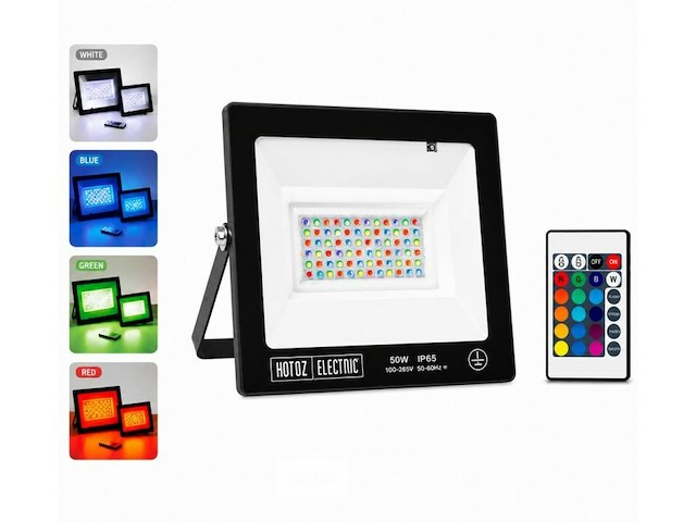 4 x rgb led floodlight 50w - zwart – ip65 – remix-50 - afbeelding 2 van  6